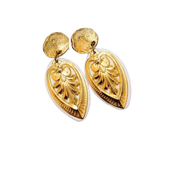Vintage Huge 80s Leather Tail Clip Earring (A2802)